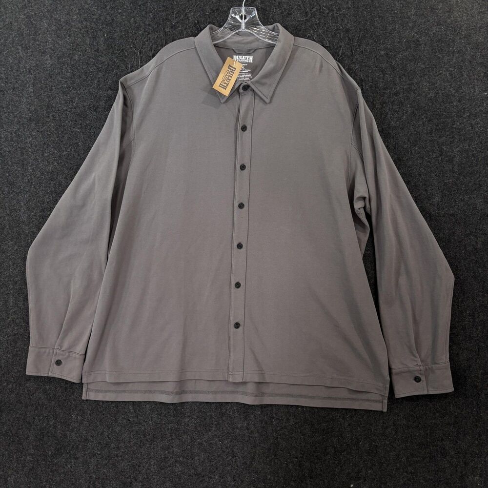 Duluth Trading Co Stretch Goals Polo Shirt Men's XXL Gray Standard Button Down